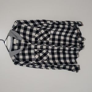 Black and white checked hooded button up. Size M